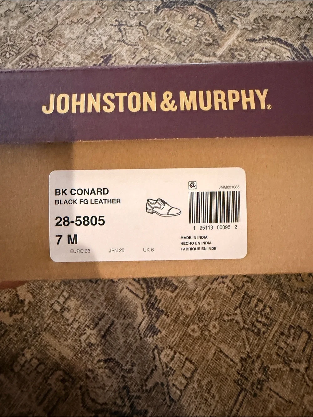 Johnston & Murphy Men’s Black Leather Wingtip Dress Shoes - size 7